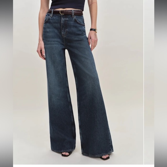 Reformation Denim - Reformation Eden Mid Rise Wide Leg Jeans Blue - Size 28